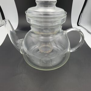 Princess House Exclusive Heritage Etched Glass Teapot w Lid/Infuser